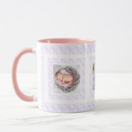 Caneca Foto personalizada Padrões Lilac Dia da Mãe Mamãe