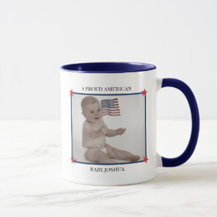 Caneca Foto Personalizada Patriótica Bebê Primeiro 4 de J