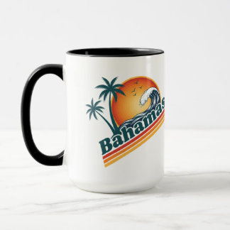 Caneca Foto Personalizada Retro Bahamas Praia Tropical