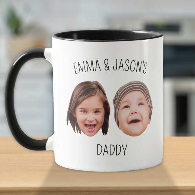 Caneca Foto Personalizada Rostos de Bebês Crianças 2 Foto (Criador carregado)