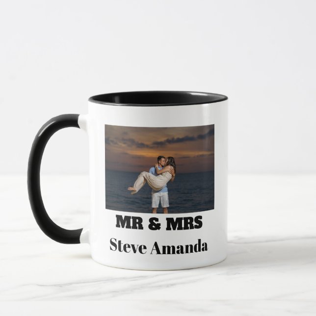 Caneca Foto personalizada Simples Na moda moderno Sr. & S (Esquerda)