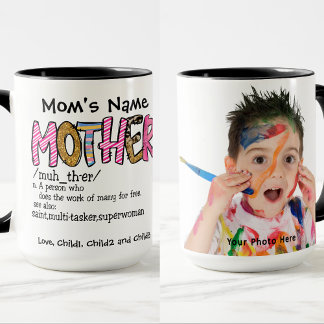 Caneca Foto personalizável da super-mulher do Santo-mãe