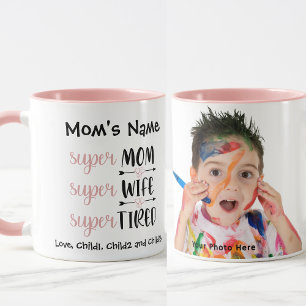 Caneca Foto personalizável Super-Mãe Super-Esposa Cansada