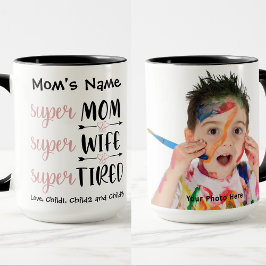 Caneca Foto personalizável Super-Mãe Super-Esposa Cansada