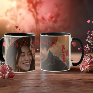 Caneca Foto romântica do Dia de os namorados com nomes e 