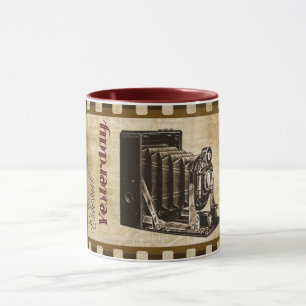 Caneca Fotografia com câmara de vídeo Vintage filmando no
