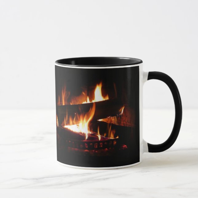 Caneca Fotografia da cena de inverno quente em lareira (Direita)