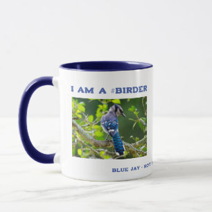 Caneca Fotografia da Natureza Pássaro Azul Tímido Observa