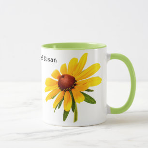 Caneca Fotografia floral de olhos pretos amarela de Susan