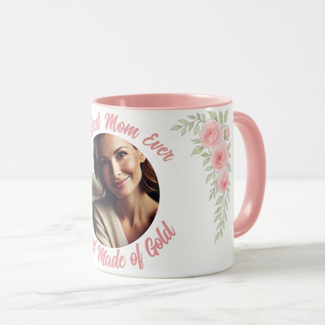 Caneca Fotografia Floral Personalizada - A Melhor Mãe De  (Frente Esquerda)