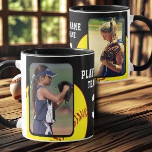 Caneca Fotografias do Número do Jogador de Softball 2