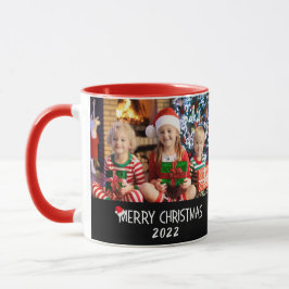 Caneca Fotos da família Feliz Natal Papai Noel 