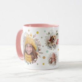 Caneca Fotos de Natal Coloridas do Floco de Neve e Bolinh