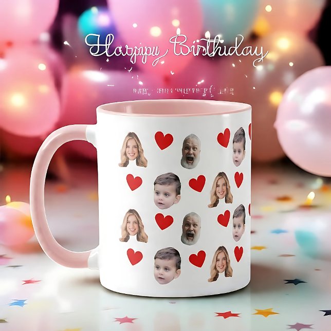 Caneca Fotos de rosto da família personalizada e engraçad (Criador carregado)