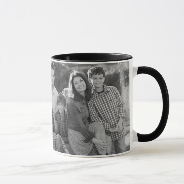 Caneca Fotos & texto de família florais do teste padrão | (Direita)