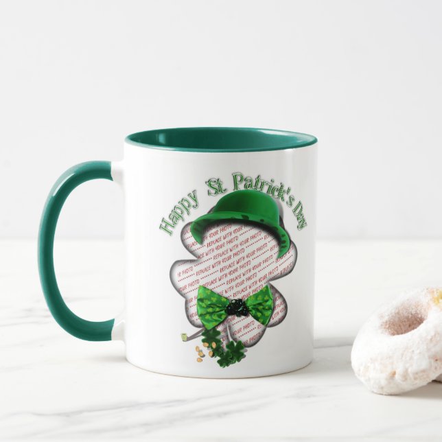 Caneca Four Leaf Clover St Patrick's Day Photo (Com Donut)