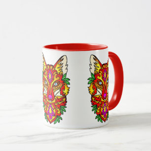 Caneca Fox boho abstrato art