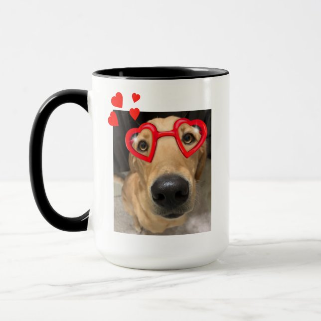 Caneca Fox Red Labrador Retriever com Óculos de Coração V (Esquerda)