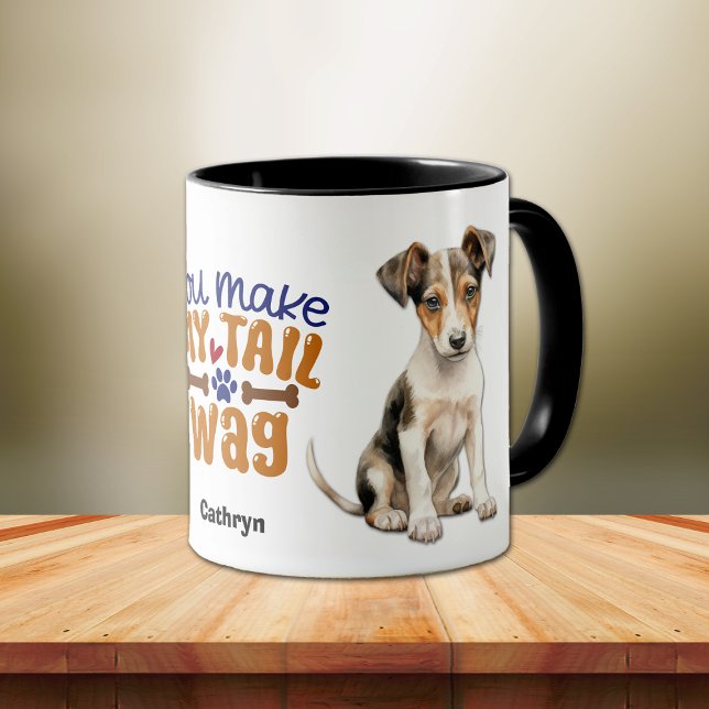 Caneca Fox Terrier Puppy Você Faz Minha Cauda (Criador carregado)