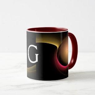 Caneca Fractais preto amarelo-rosa-rosa-ECLIPSE MONOGRAM