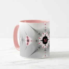 Caneca Fractal de prata e rosa-menina monograma