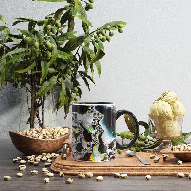 Caneca Fractal Espiral Colorida Moderna Psicodélica (Criador carregado)