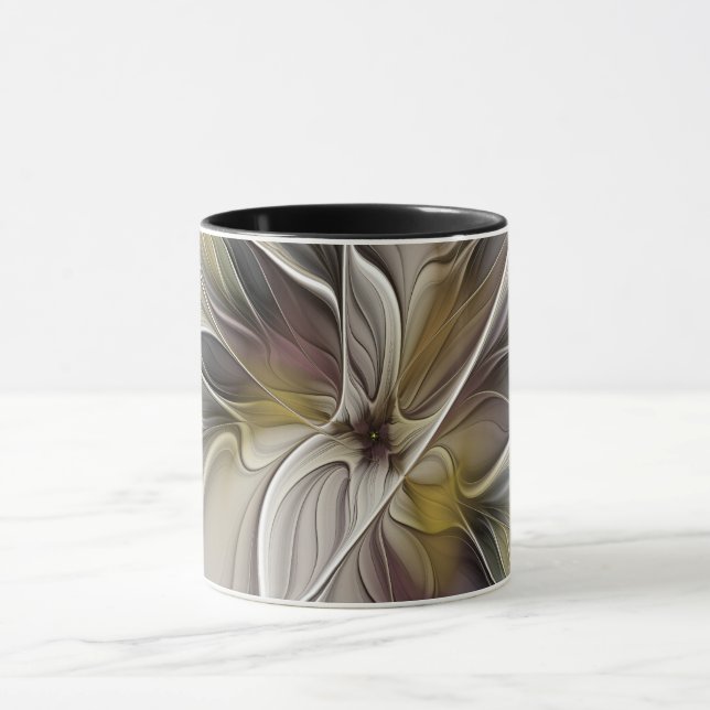 Caneca Fractal Floral, Flor Fantasia com Cores da Terra (Centro)