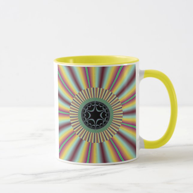 Caneca Fractal magenta do Sunburst do Aqua (Direita)