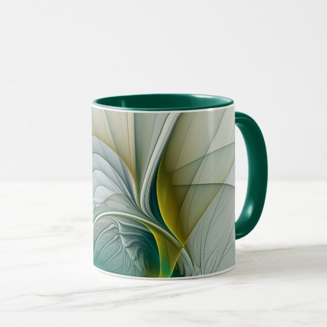 Caneca Fractal Teal De Turquoise Com Ouro Hipnótico (Frente Esquerda)