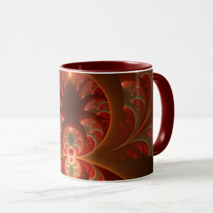 Caneca Fractal vermelho-laranja abstrato moderno e lumino