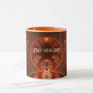 Caneca Fractal Vermelho Laranja Moderno Abstrato Luminoso