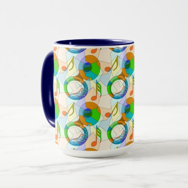 Caneca Fragmentos de Nota de Música Tuba (Frente Esquerda)