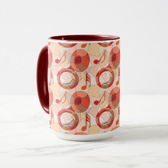 Caneca Fragmentos de Nota Musical Tuba Reds Mug (Frente Esquerda)