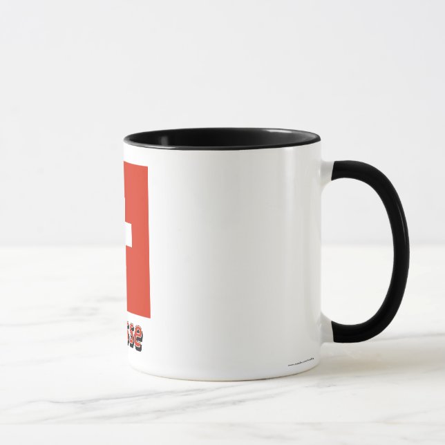 Caneca Français de Drapeau Suisse avec le nom en (Direita)