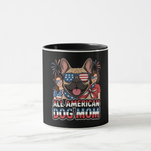 Caneca Francês Patriota Mãe de Cachorro Totalmente Americ