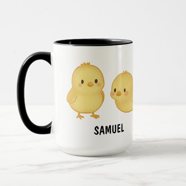 Caneca Frango Bebê Desenhado à Mão Personalizado Fofo (Esquerda)
