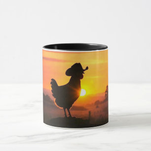 Caneca Frango Country em um Chapéu de Cowboy Sunset Engra