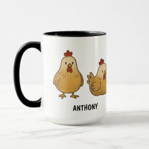 Caneca Frangos Desenhados à Mão Personalizados Fazenda Ga