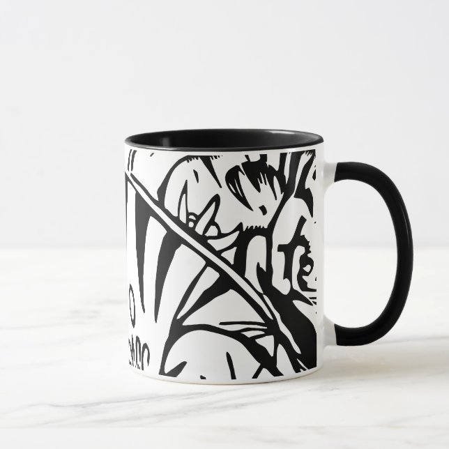 Caneca Franz Marc - Tigre Preto e Branco - Arte Abstrata (Direita)