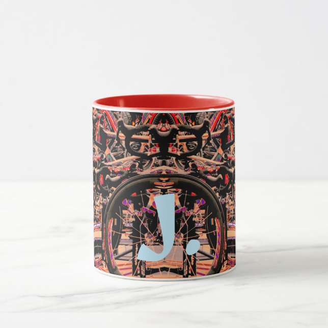 Caneca Frasco de abstrato Bikes com Monograma (Centro)
