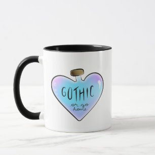 Caneca Frasco de Poção Coração "Gótico ou Vai para Casa"