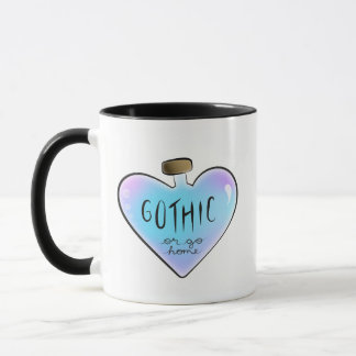 Caneca Frasco de Poção Coração "Gótico ou Vai para Casa"