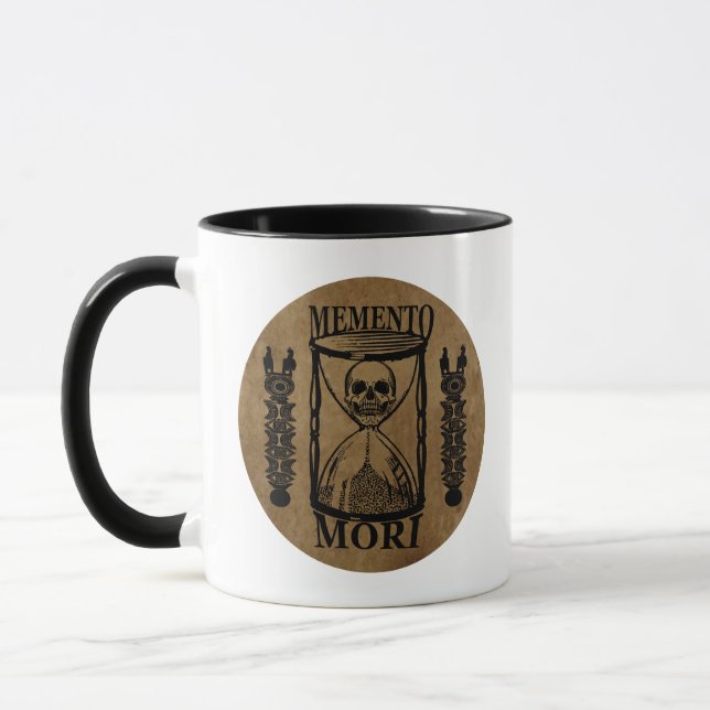 Caneca Frase em Latim - Aproveite o Dia - Caveira Memento (Esquerda)