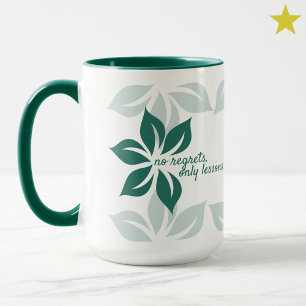 Caneca Frases de Amor Próprio com Flores Verdes Minimalis