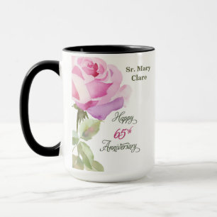 Caneca Freira Aniversário de 65 anos Nome Personalizado R