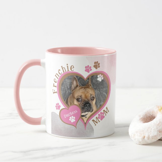 Caneca Frenchie Mãe Francês Bulldog Personalizado Foto Mu (Com Donut)
