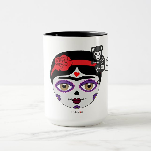 Caneca Frida Kahlo | FridaMoji - dia do morto (Centro)