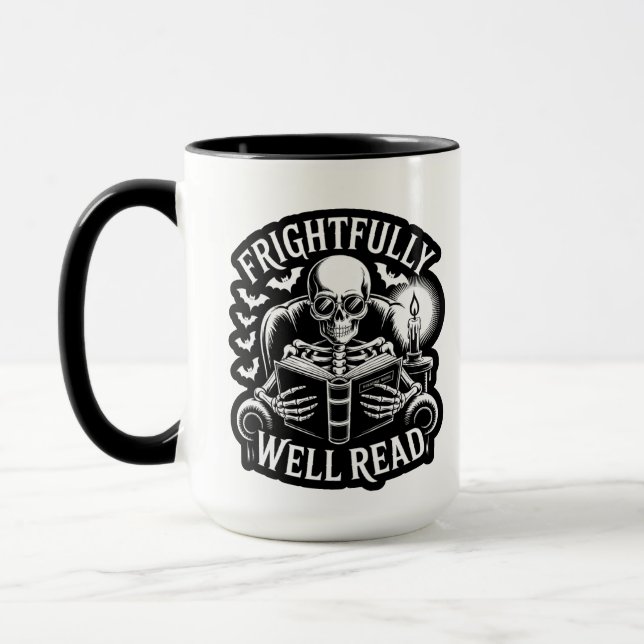 Caneca Frightfully Well Read Candlelight Skeleton (Esquerda)