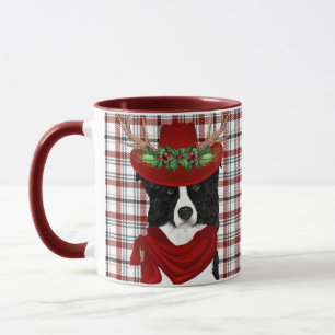 Caneca Fronteira Cachorro ao Longo da Xadrez Ocidental Na