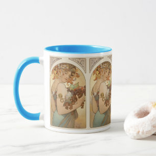 Caneca Fruta de Alphonse Mucha, Arte Novo Vintage